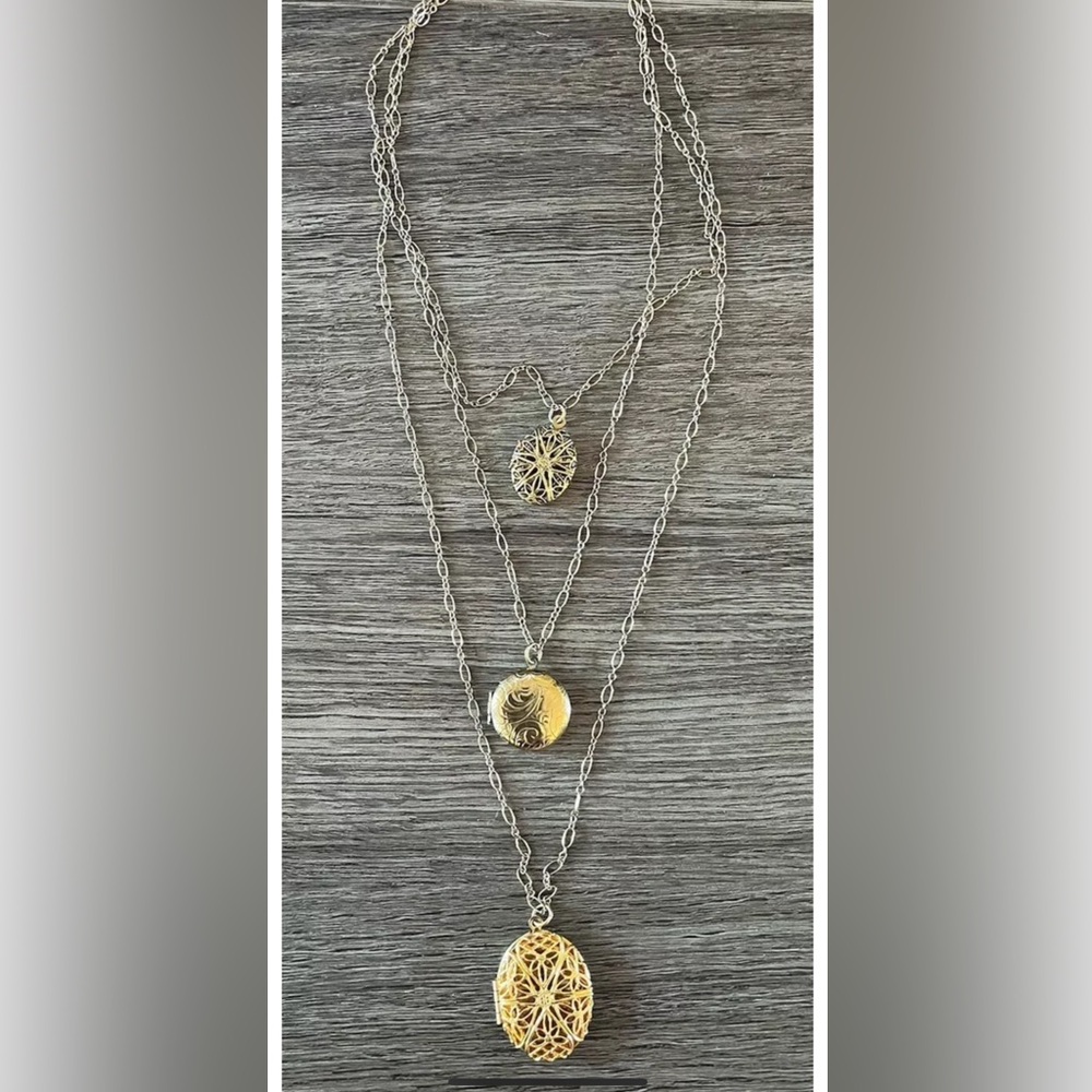 Collectible Rachel Abroms 3 Strand Pendant Necklace With 3 Working Lockets